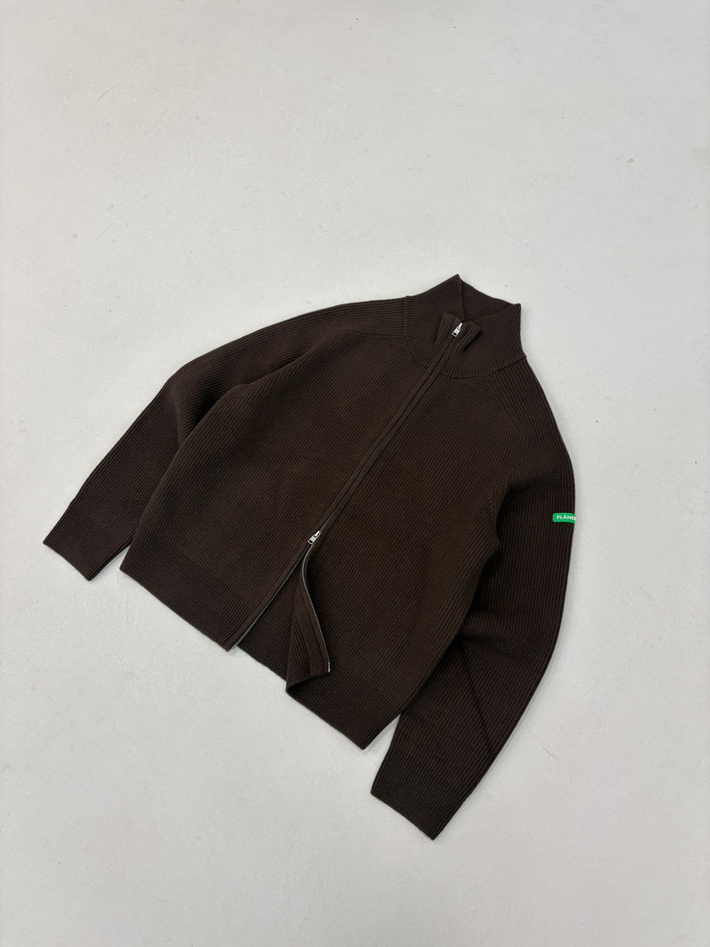 Badge Knit Cardigan | Brown