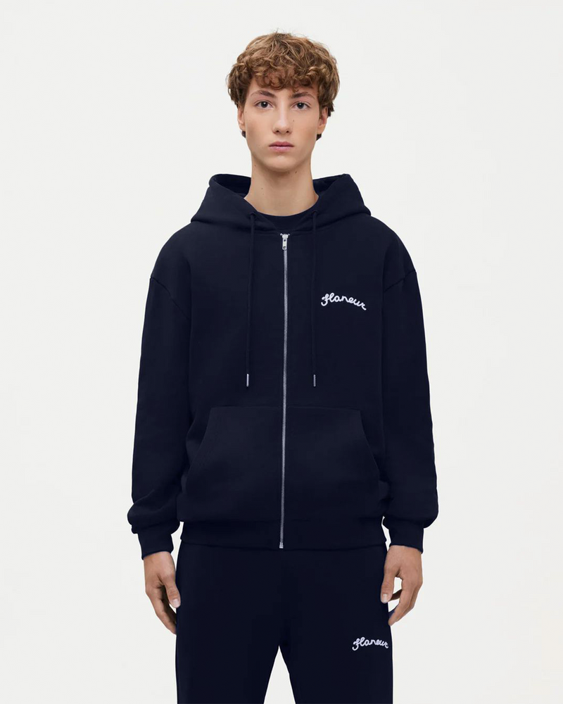 Signature Zip-Up Hoodie | Navy