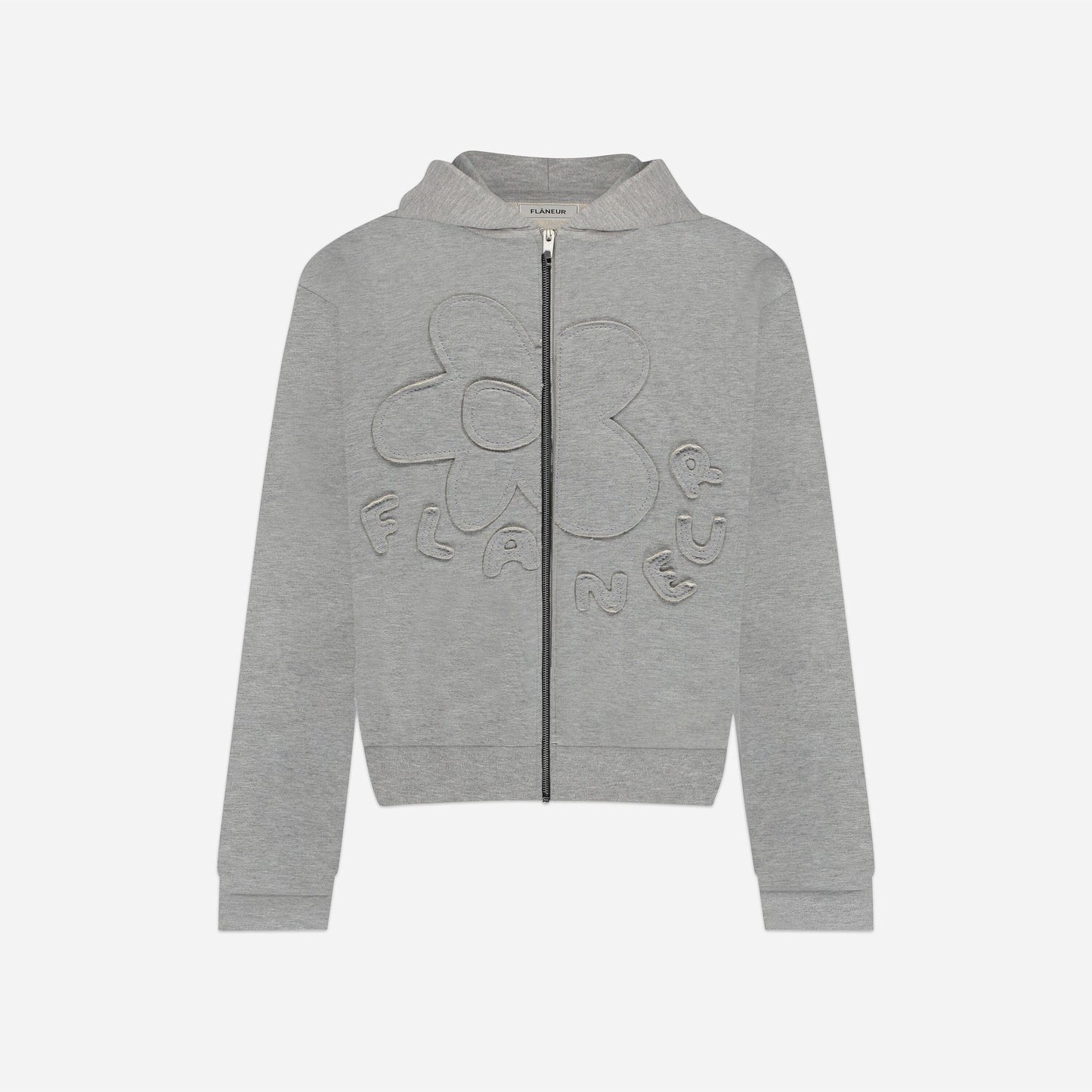 Blossom Patches Zip-Up Hoodie | Heather Grey