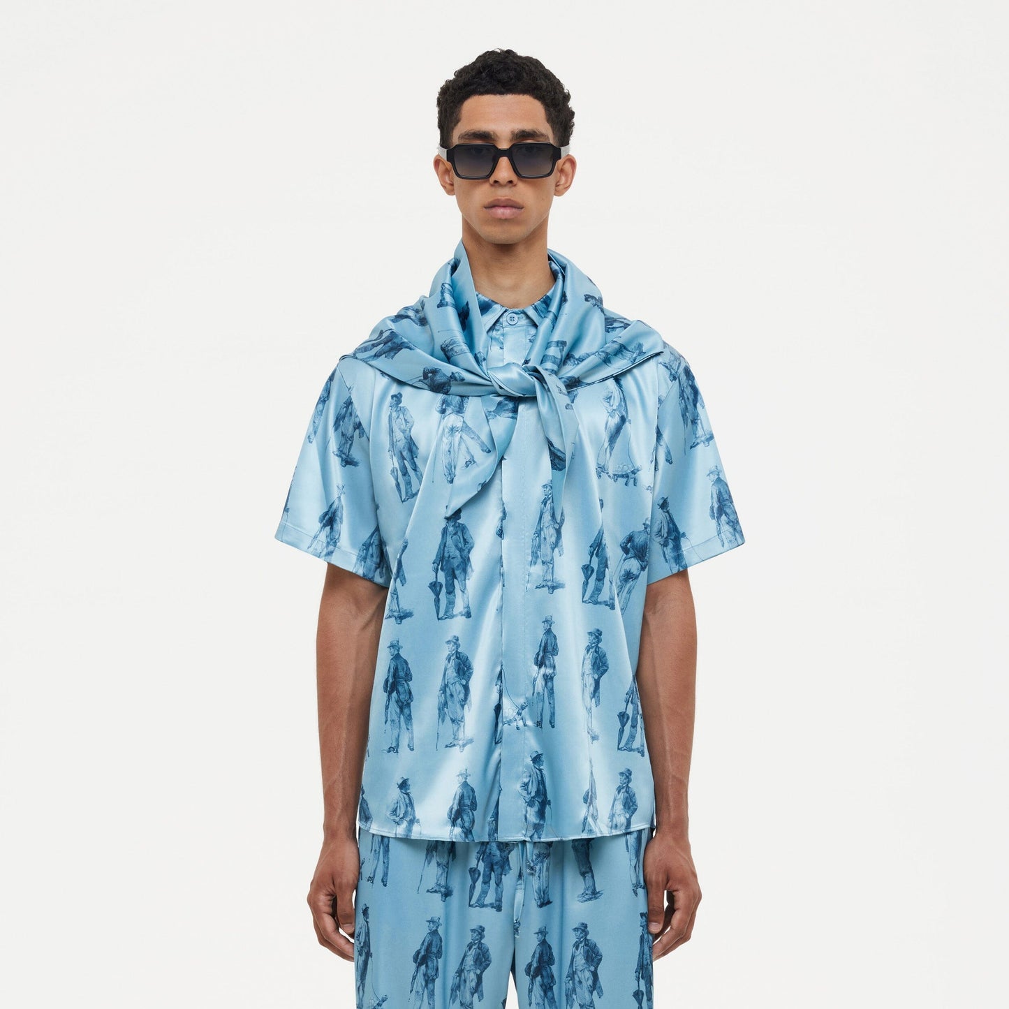 Boulevardiers Hooded Shirt | Sky Blue