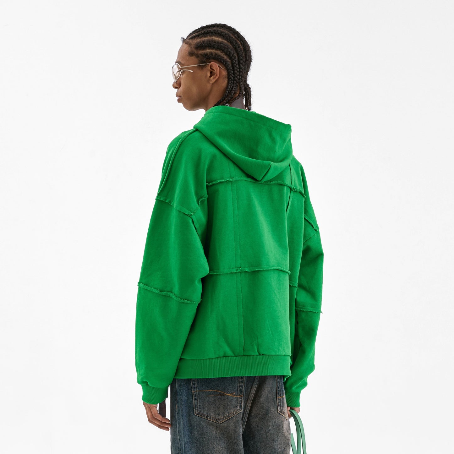 Cut and Sew Zip-Up Hoodie | Green
