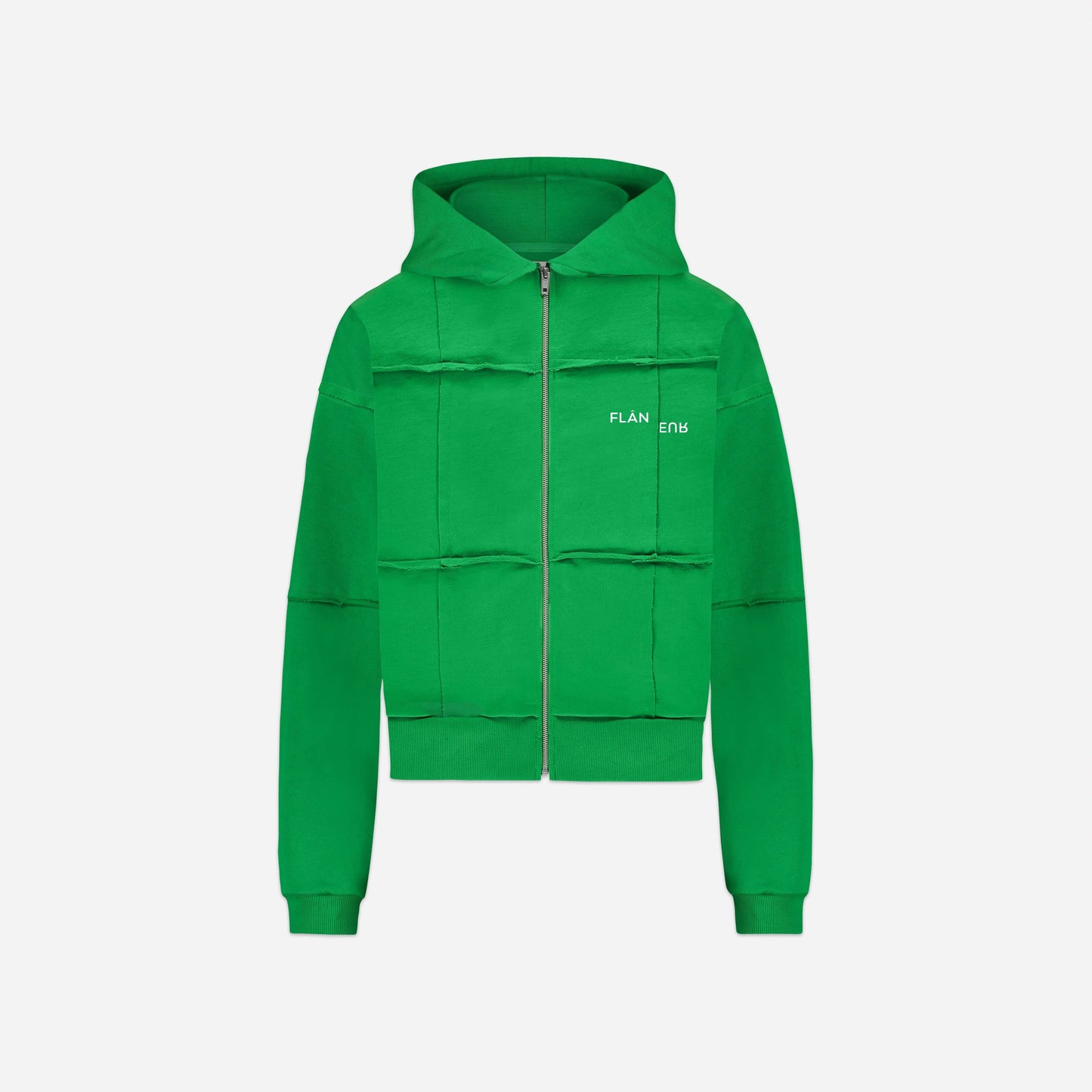 Cut and Sew Zip-Up Hoodie | Green
