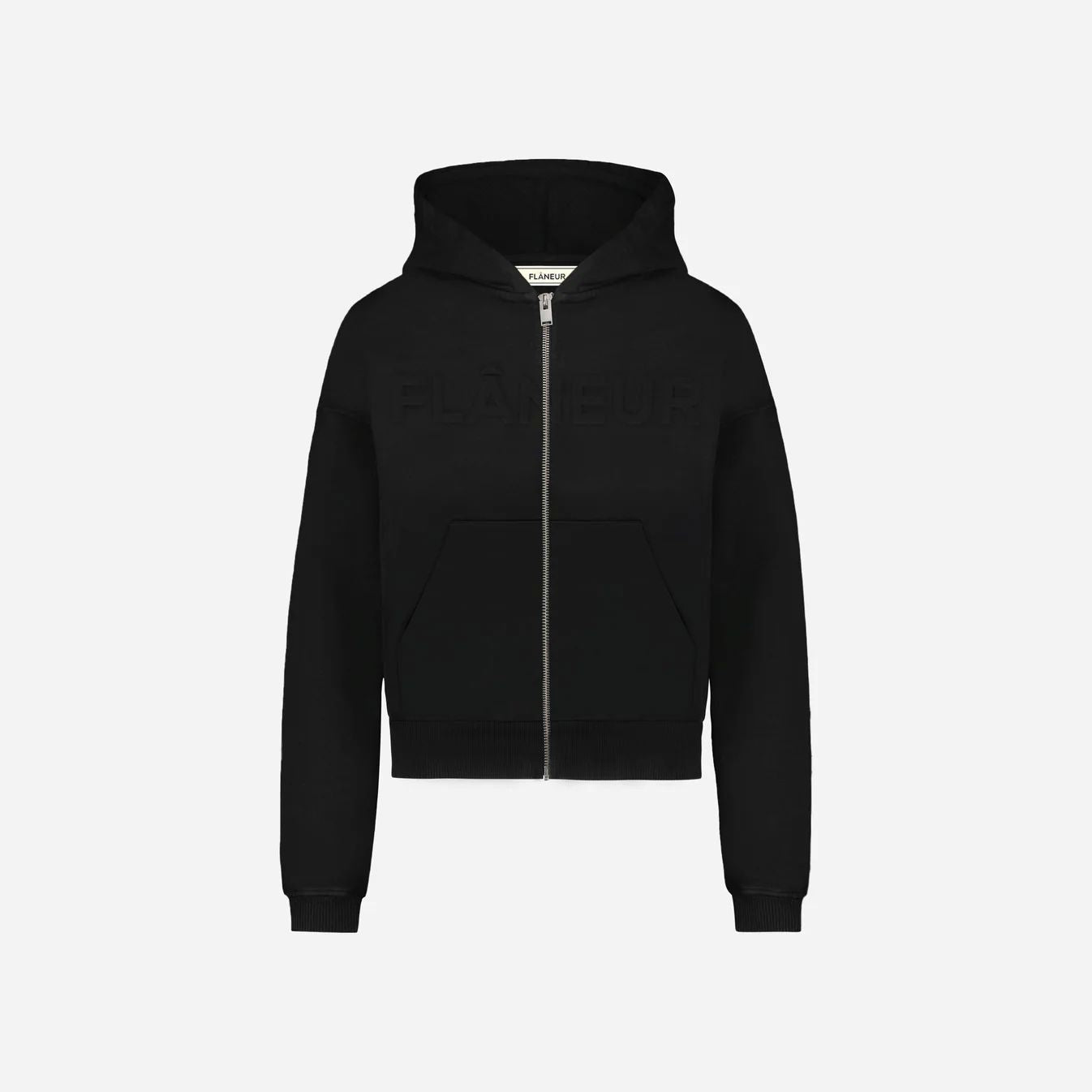 Embossed Zip-Up Hoodie | Black