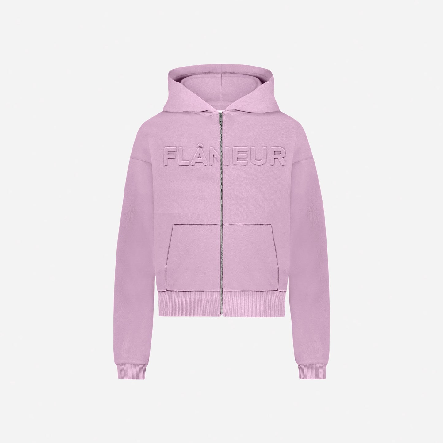 Embossed Zip-Up Hoodie | Mauve
