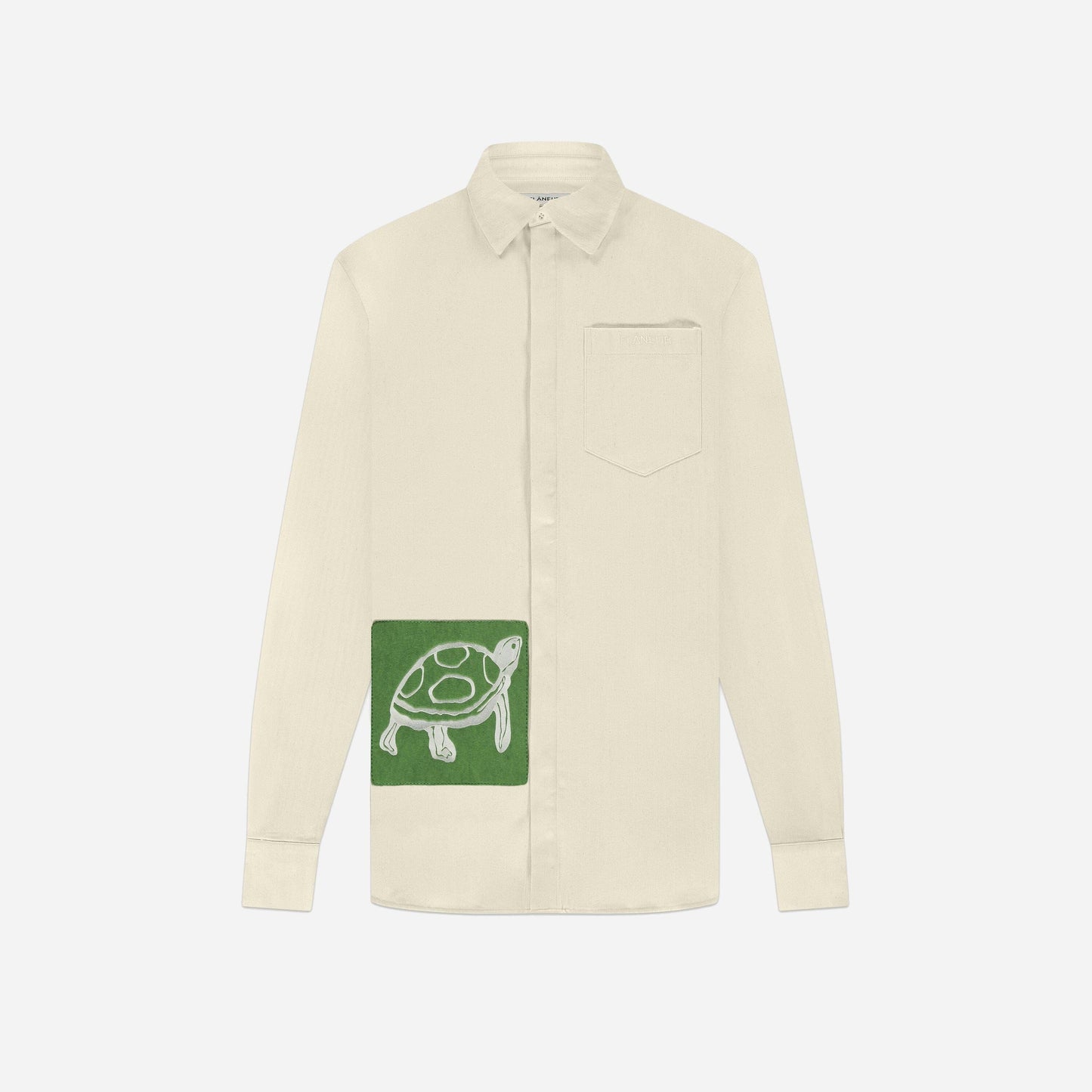 Embroidered Turtle Shirt | Ecru