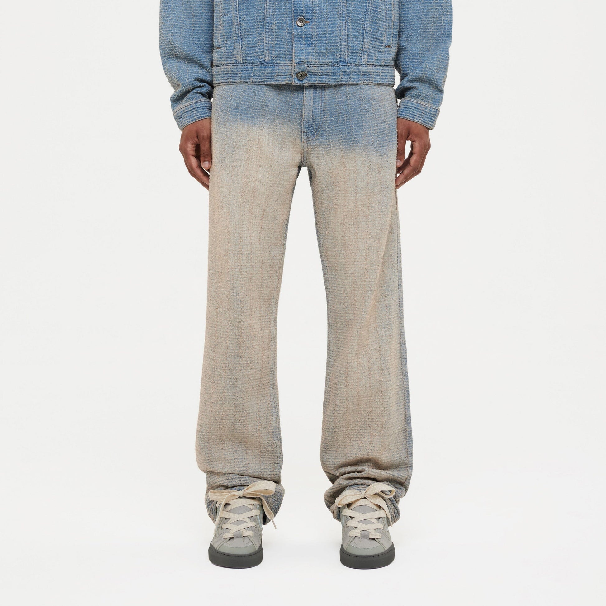 Faded Tweed Denim Jeans | Light Blue
