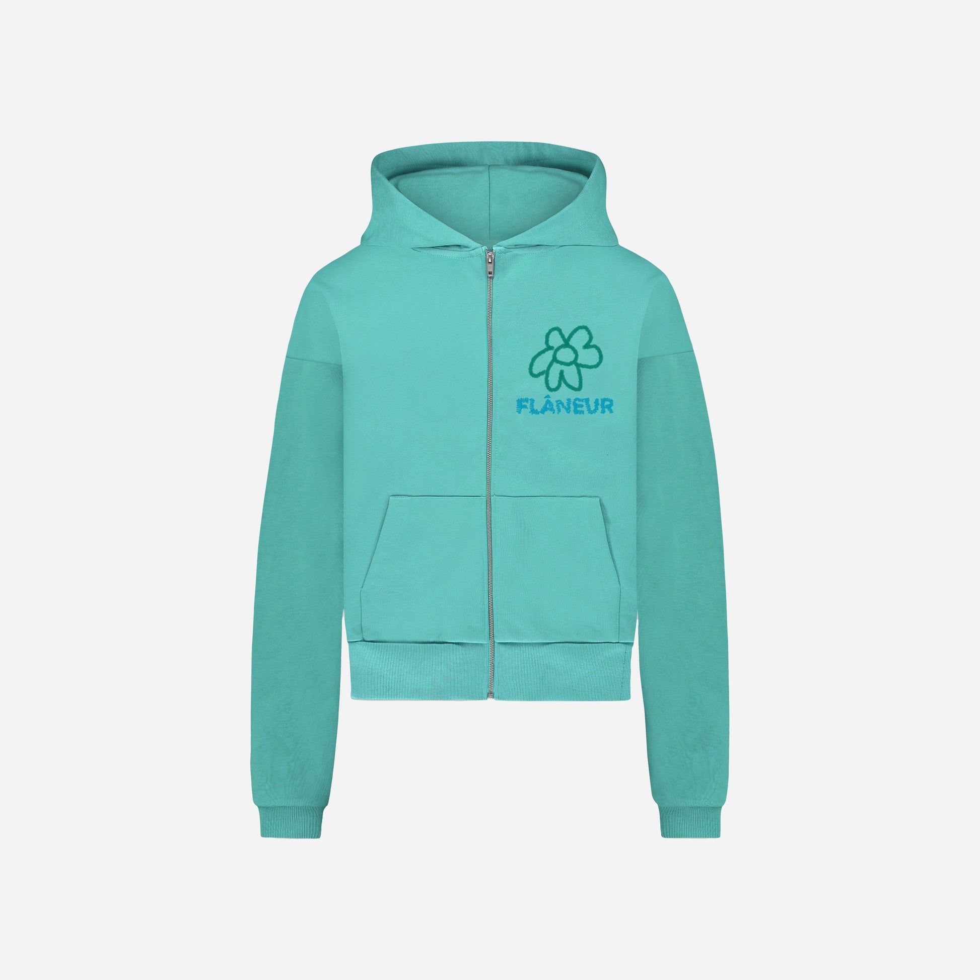 Flower Doodle Zip-Up Hoodie | Green
