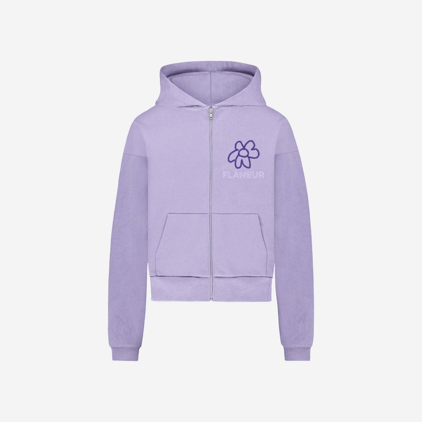 Flower Doodle Zip-Up Hoodie | Purple