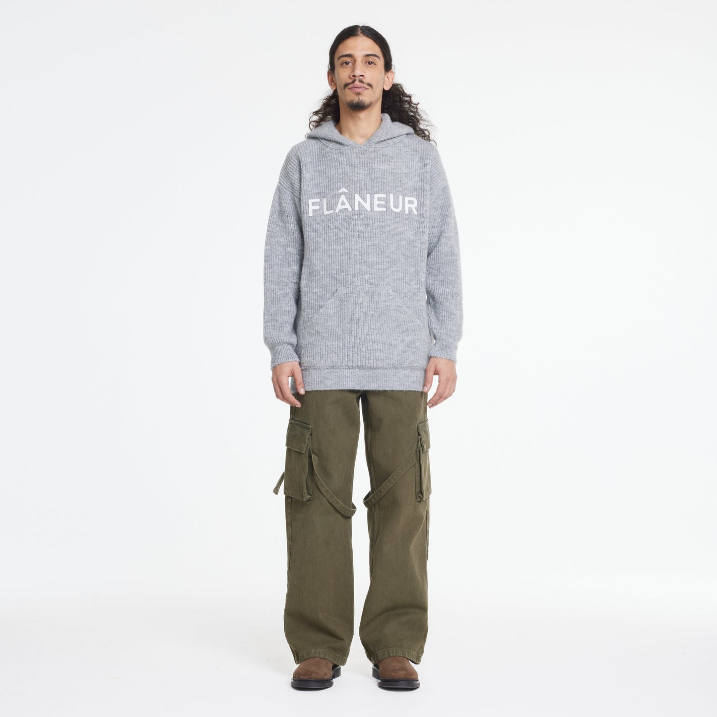 Knitted Logo Hoodie | Grey