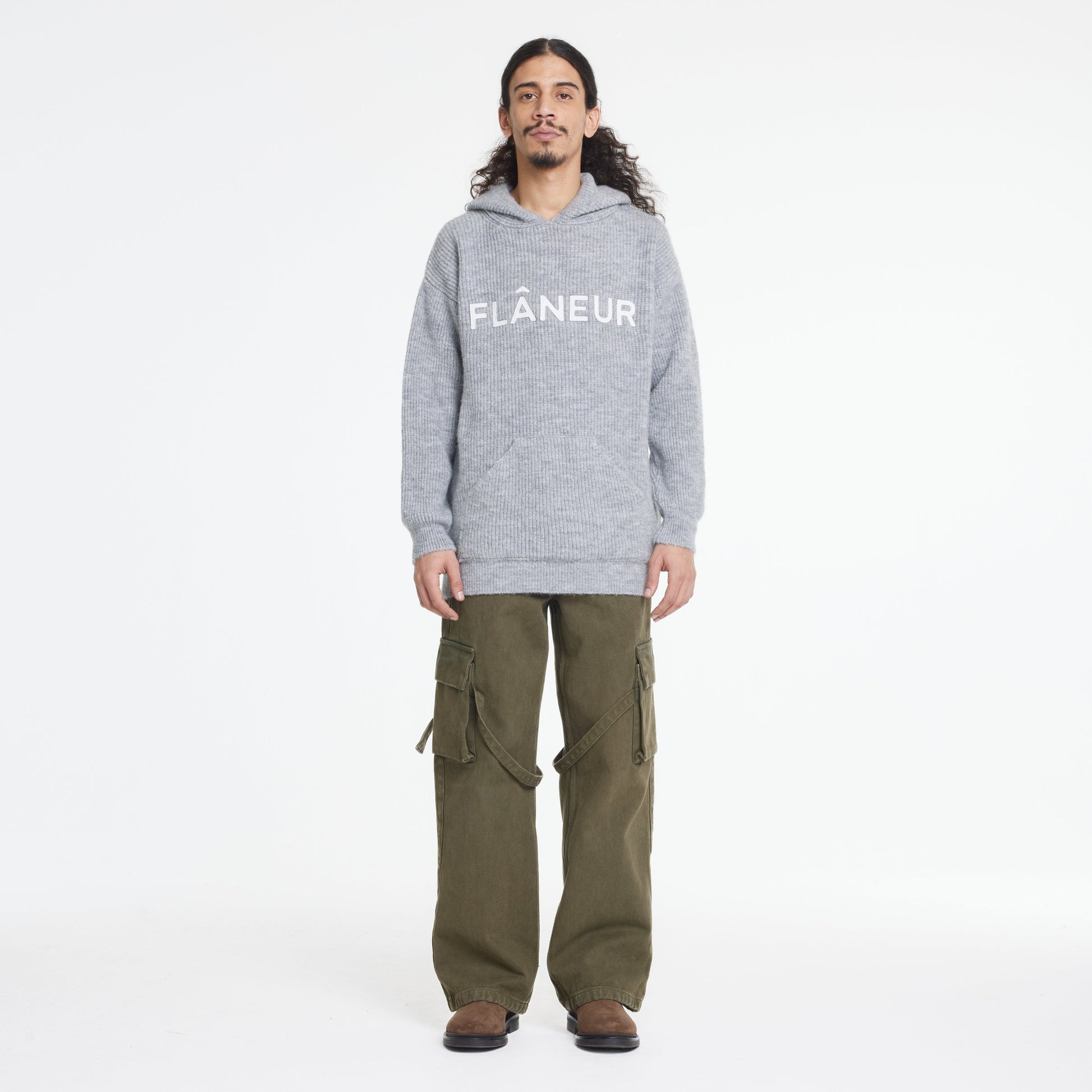 Knitted Logo Hoodie | Grey