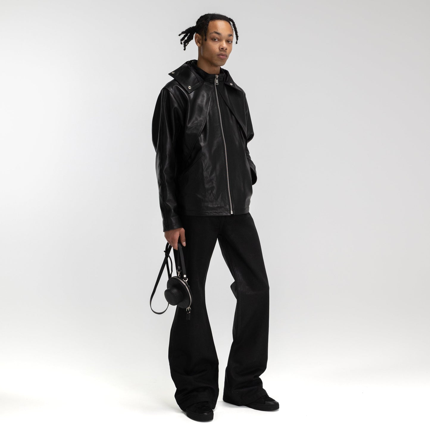 Leather Balaclava Windbreaker | Black