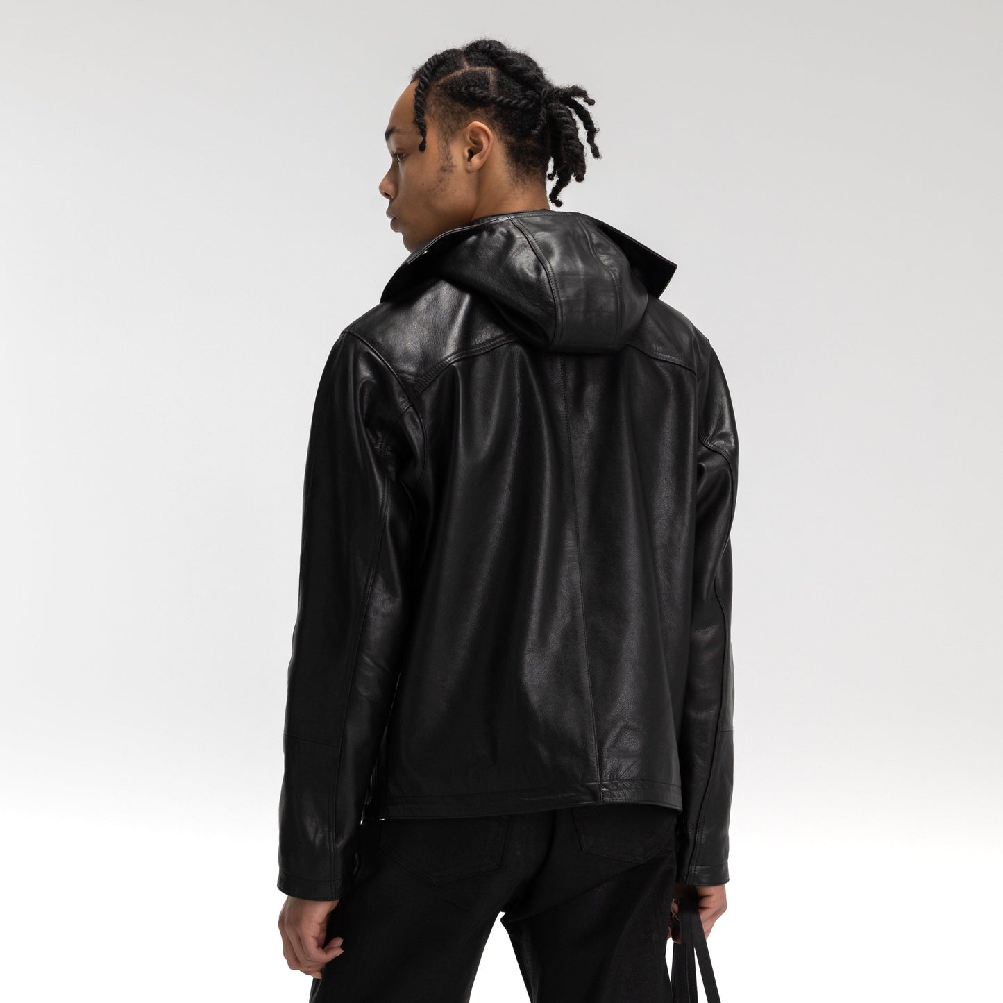 Leather Balaclava Windbreaker | Black