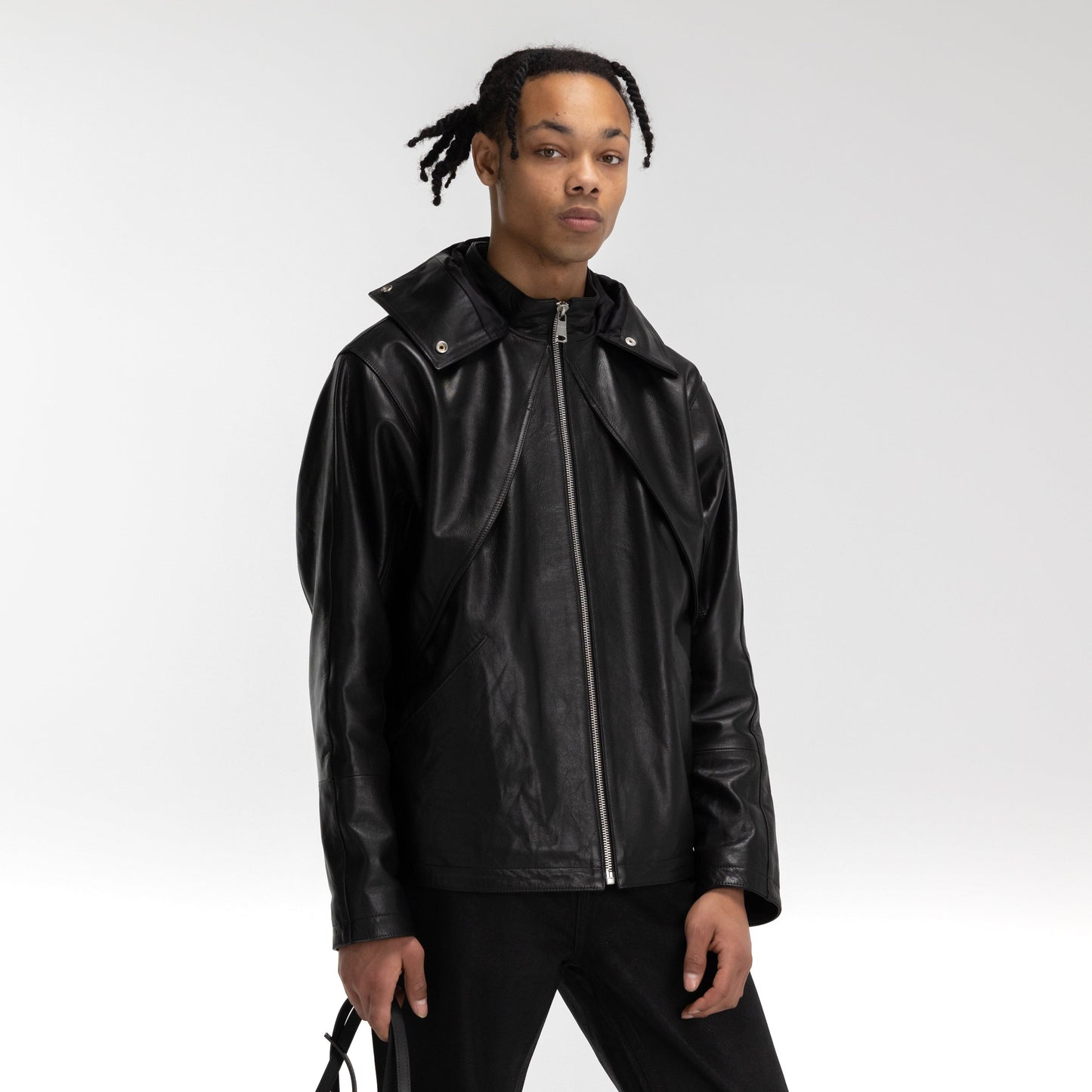 Leather Balaclava Windbreaker | Black