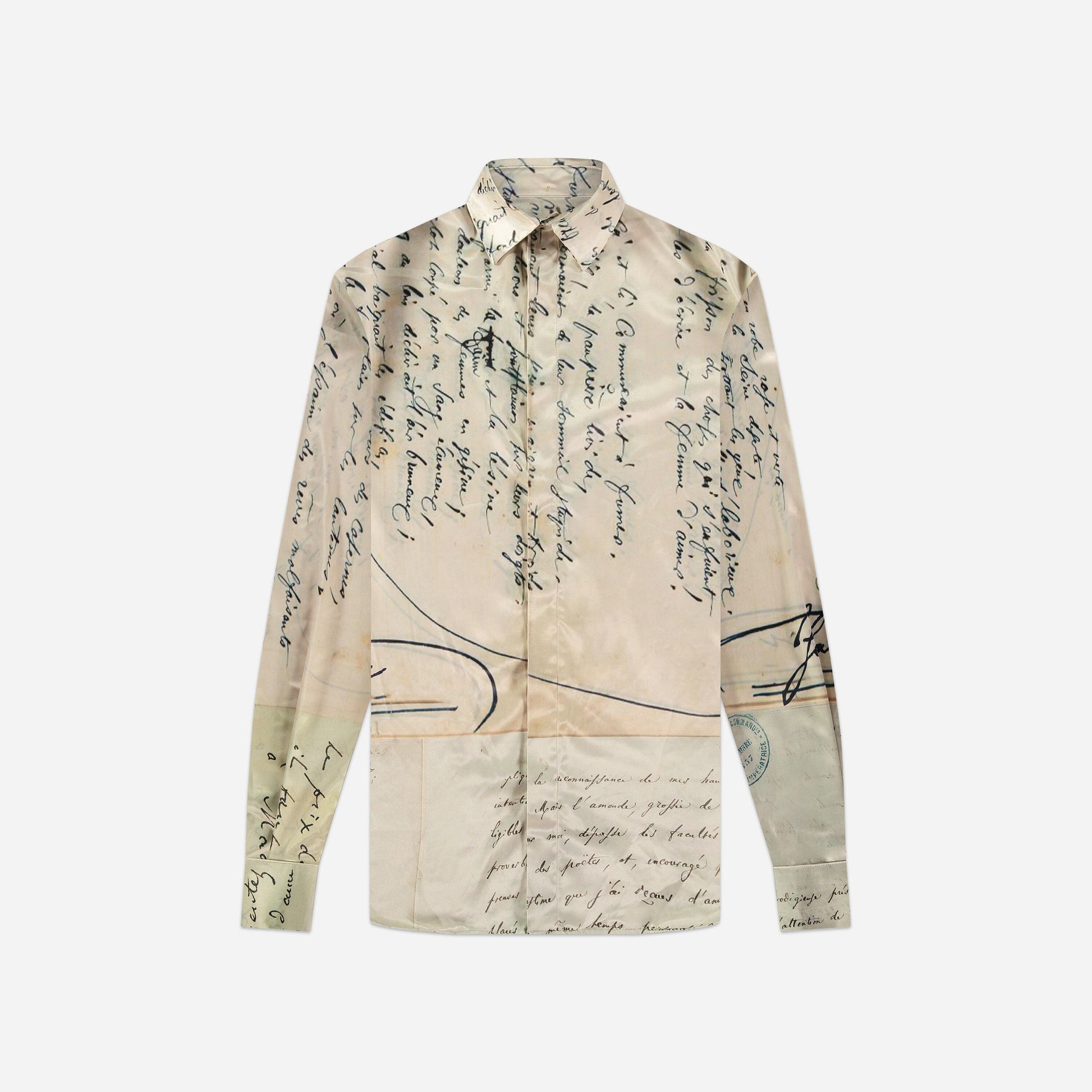 Letter Viscose Shirt | Beige