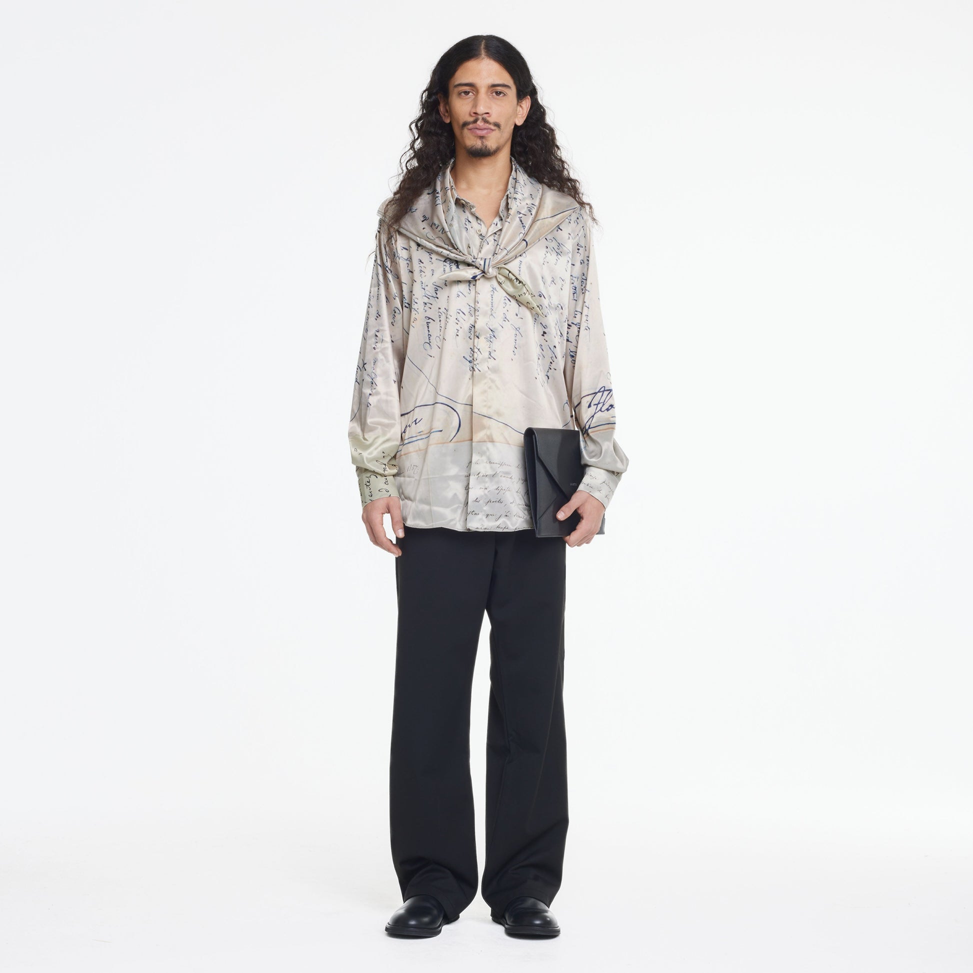 Letter Viscose Shirt | Beige