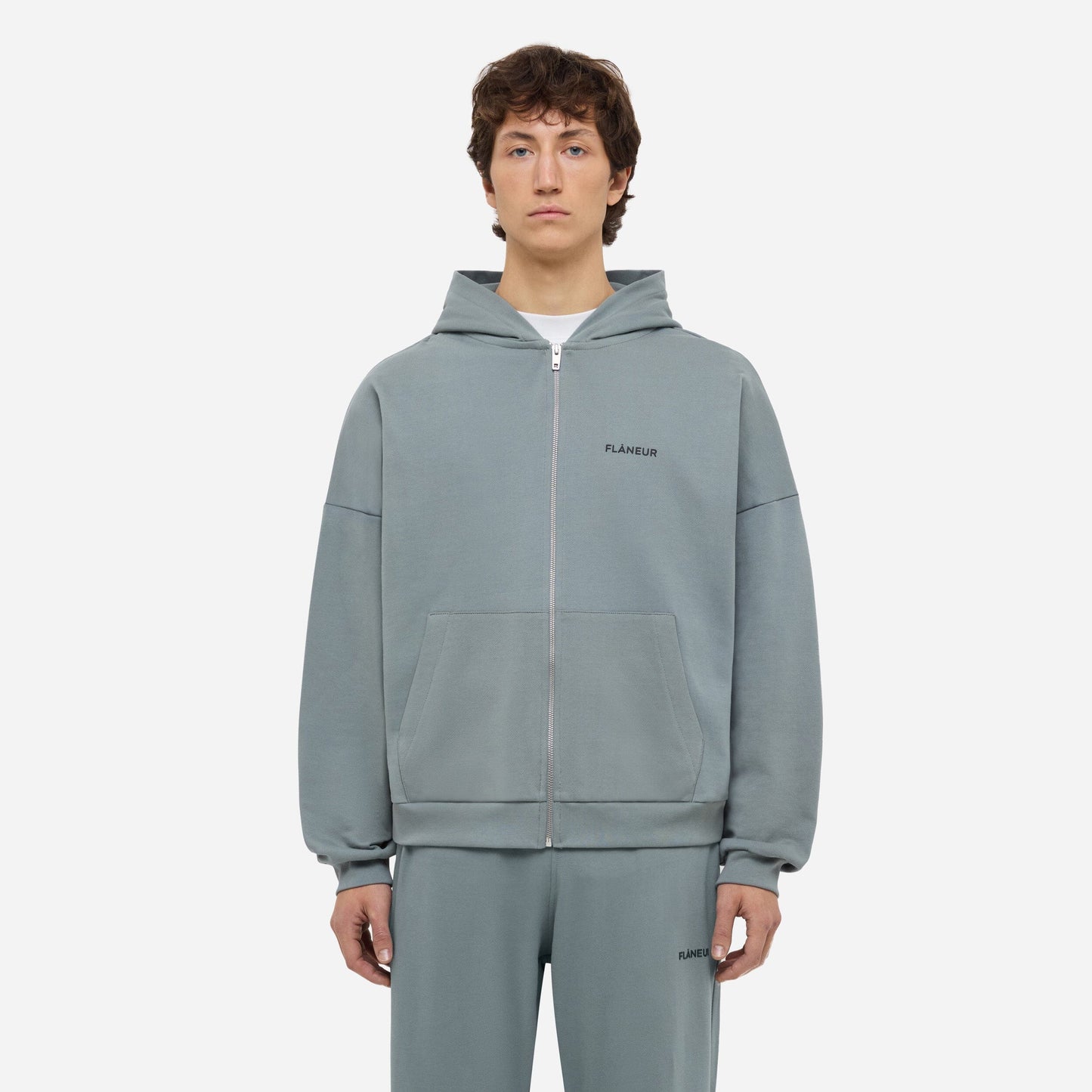 Logo Zip-Up Hoodie | Steel Green