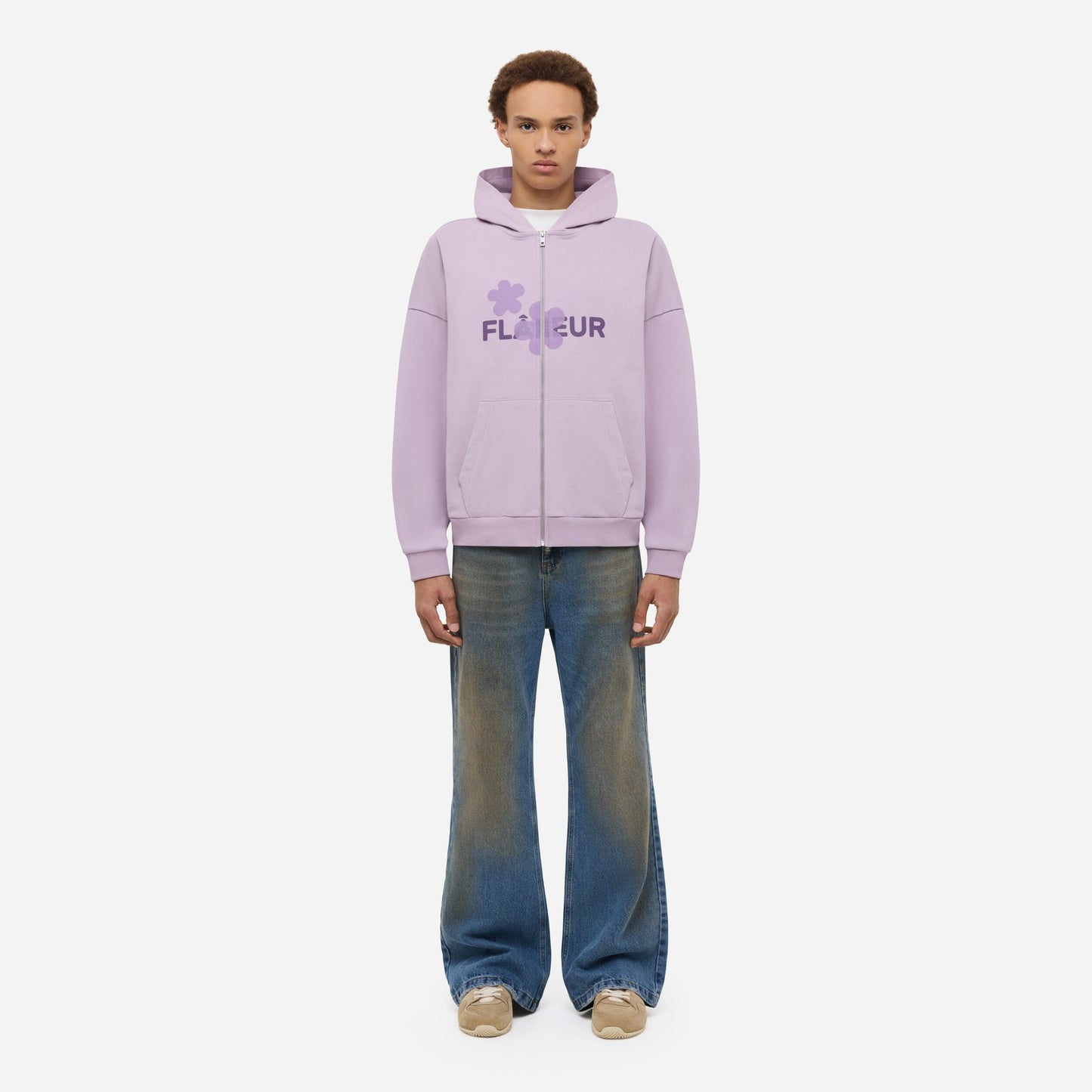 Organic Flower Zip-Up | Soft Purple