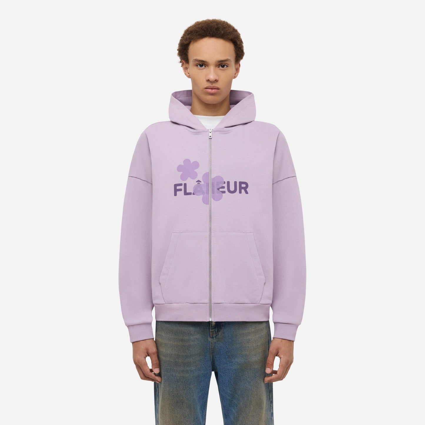 Organic Flower Zip-Up | Soft Purple