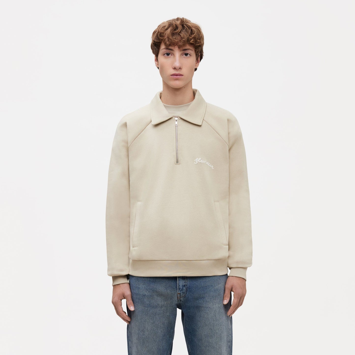 Signature Raglan Half Zip | Beige