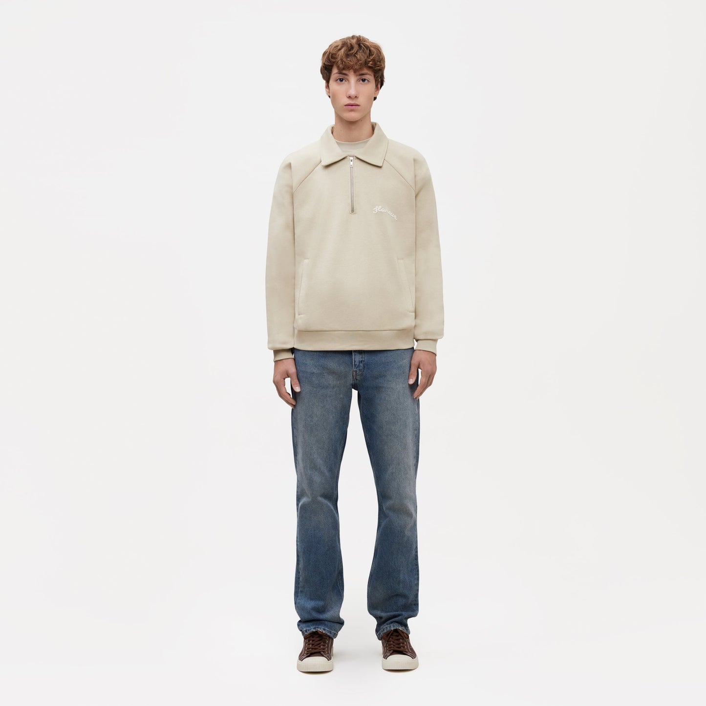 Signature Raglan Half Zip | Beige