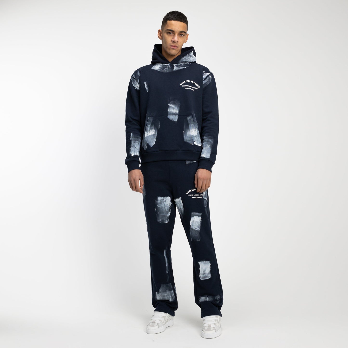 'Atelier' Sweatpants with Paint Stains in Navy