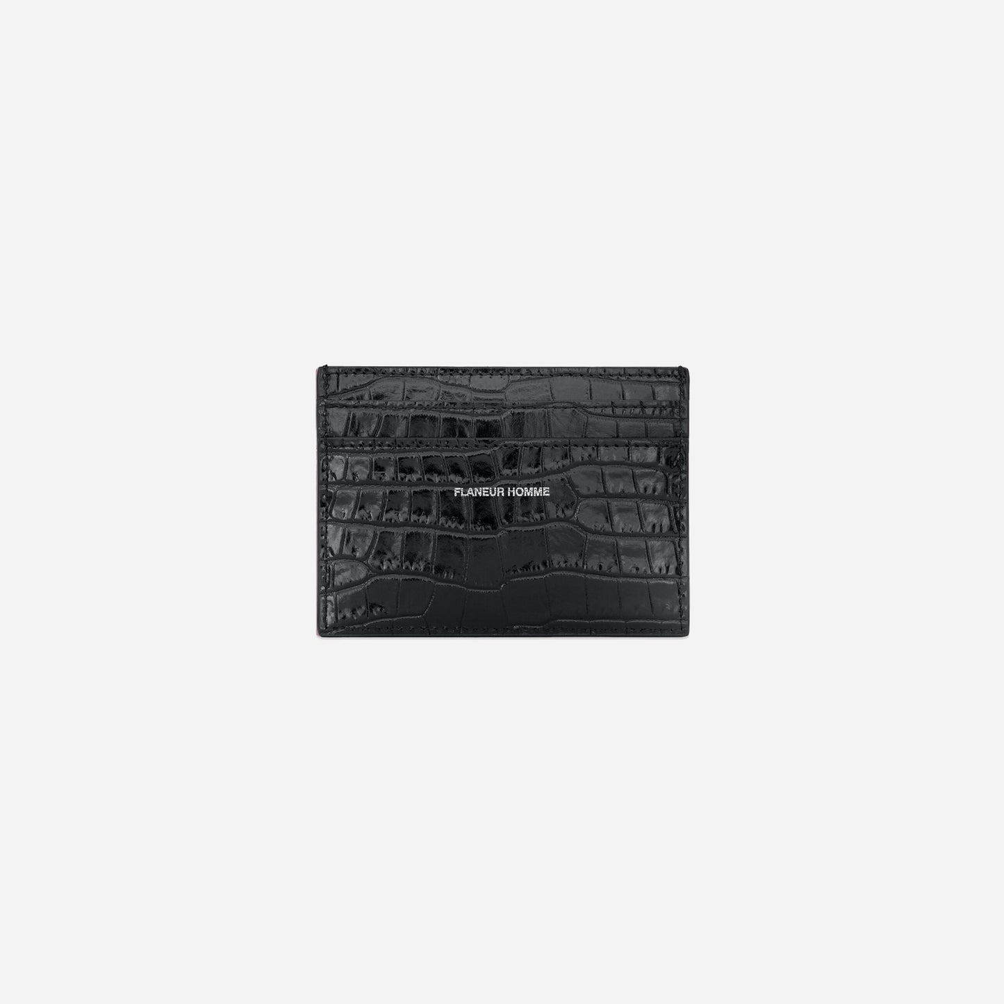 Cardholder in Black Croc Embossed Leather