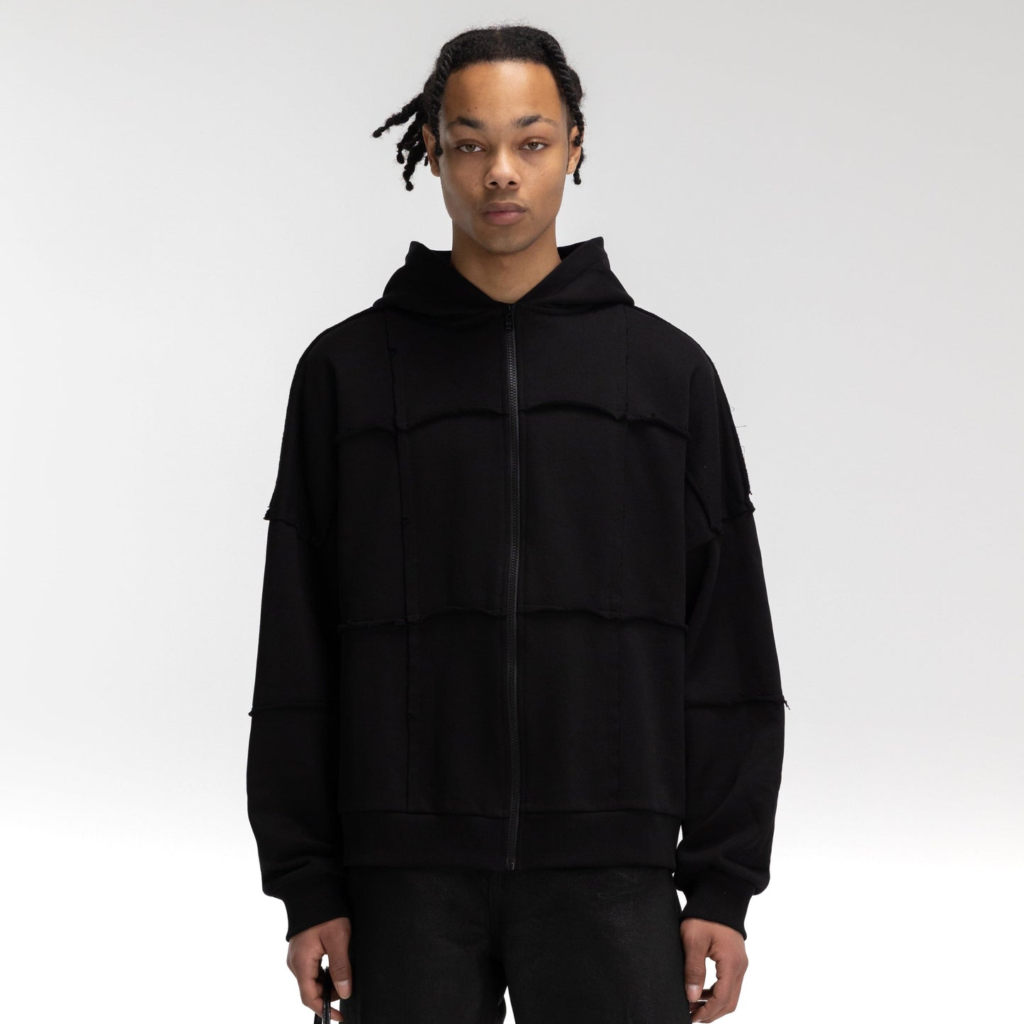 Cut and Sew Zip-Up Hoodie
