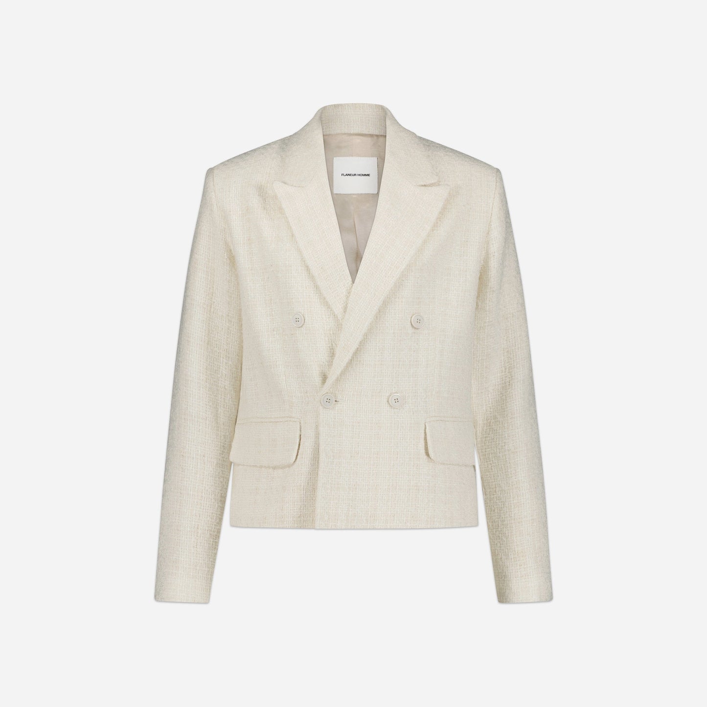 Double Breasted Blazer in Ecru Tweed