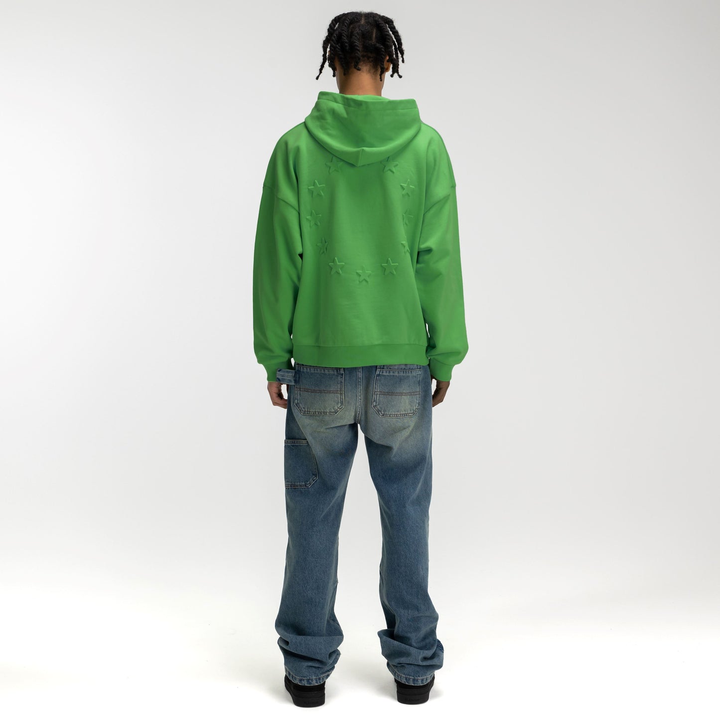 Embossed Zip-Up Hoodie Green
