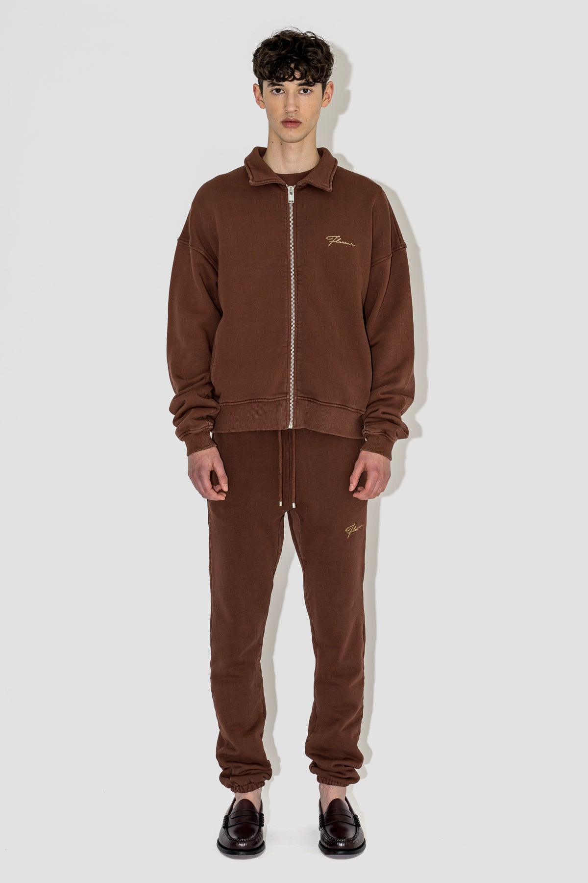 Embroidered Signature Sweatpants in Dark Brown