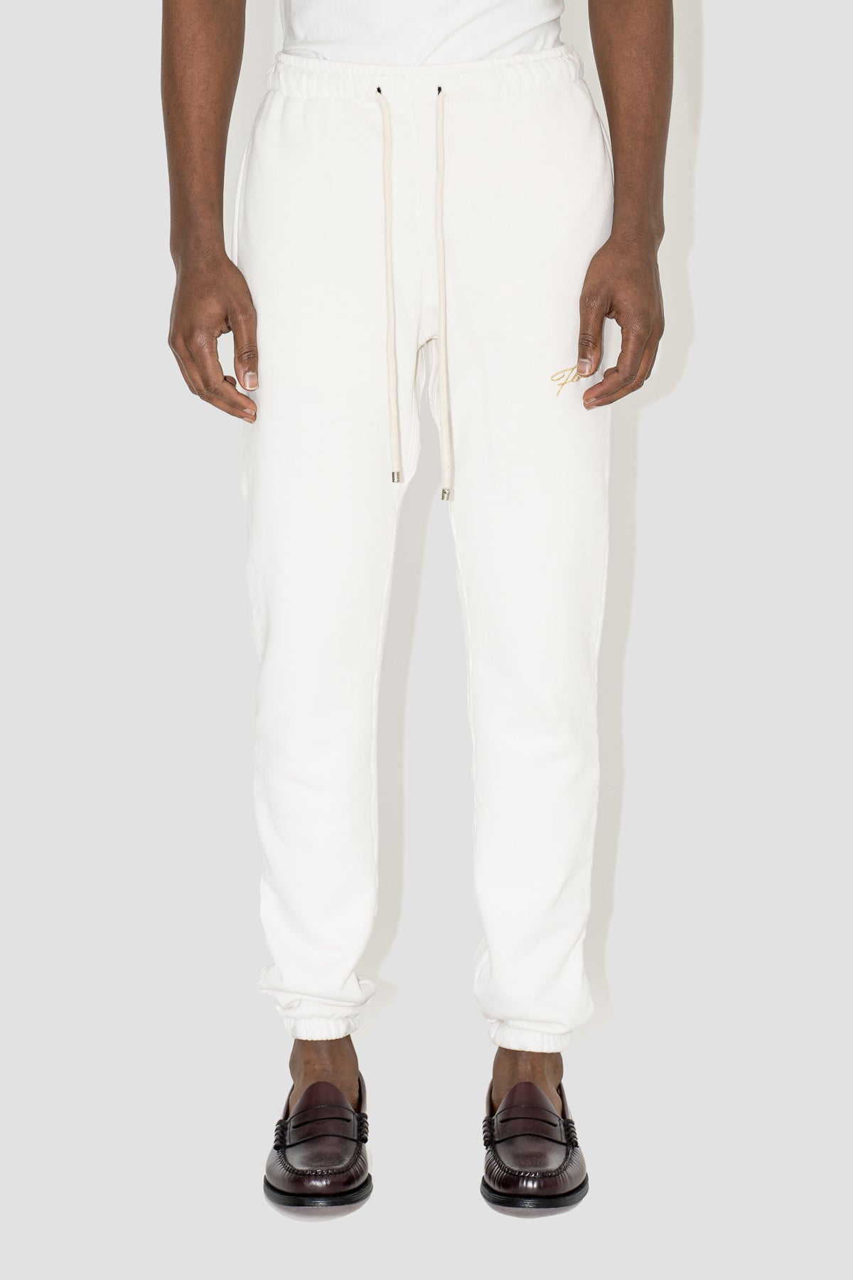 Embroidered Signature Sweatpants in Ecru