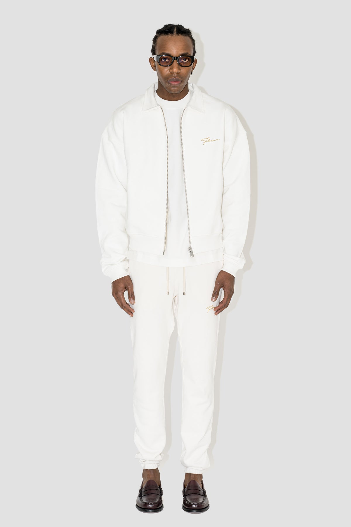 Embroidered Signature Sweatpants in Ecru