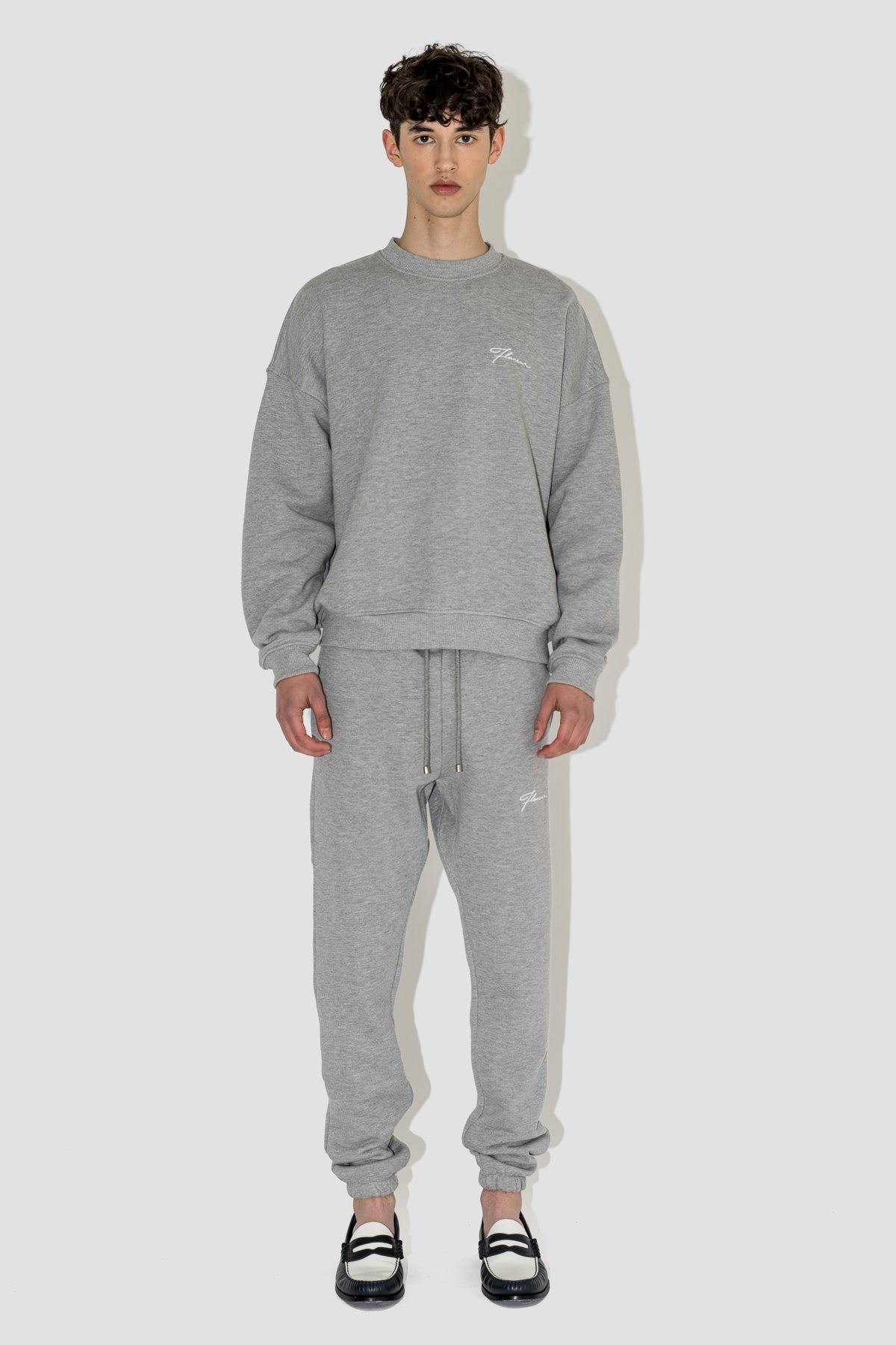 Embroidered Signature Sweatpants in Heather Grey