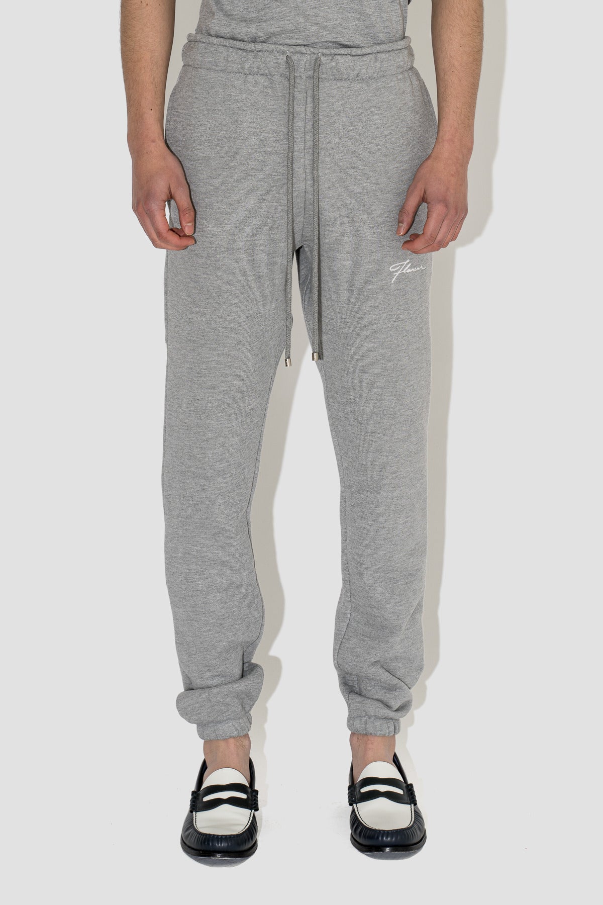 Embroidered Signature Sweatpants in Heather Grey