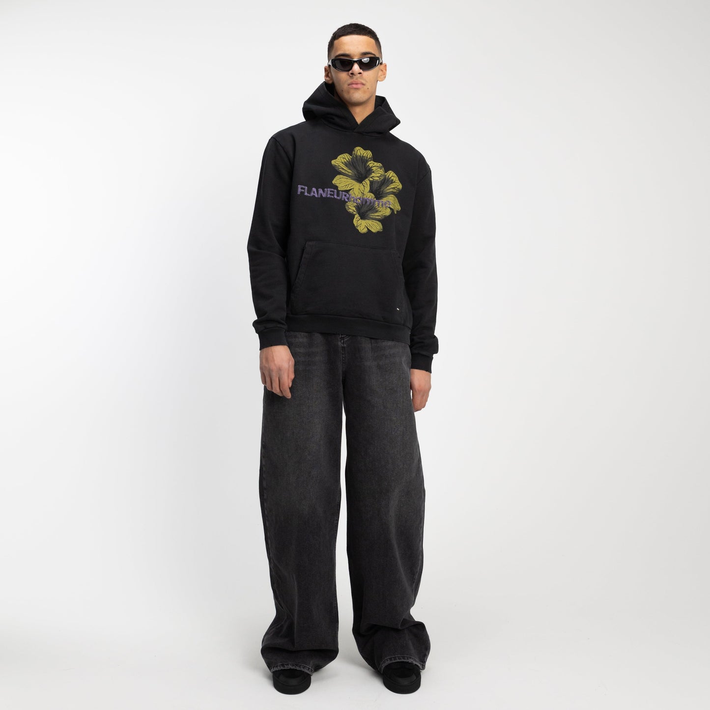Flaneur Flower Hoodie in Perlite Black