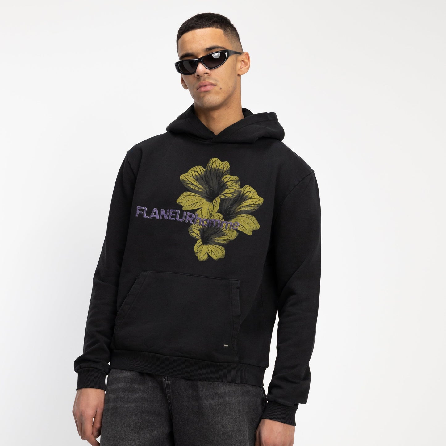 Flaneur Flower Hoodie in Perlite Black