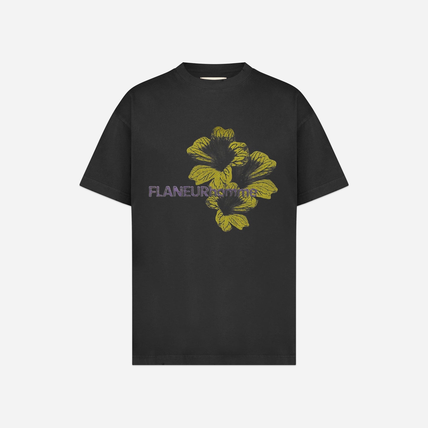 Flaneur Flower T-shirt in Perlite Black
