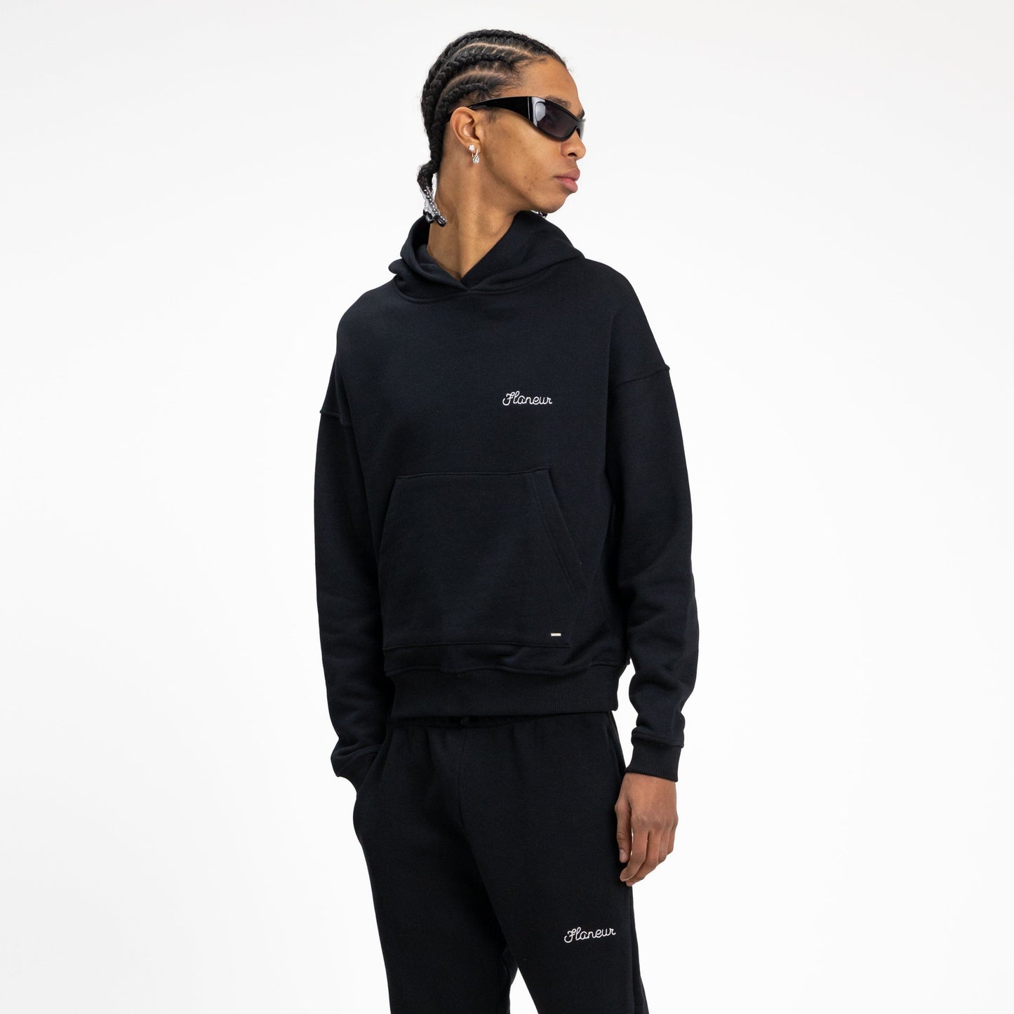 'Flaneur' Signature Hoodie in Black