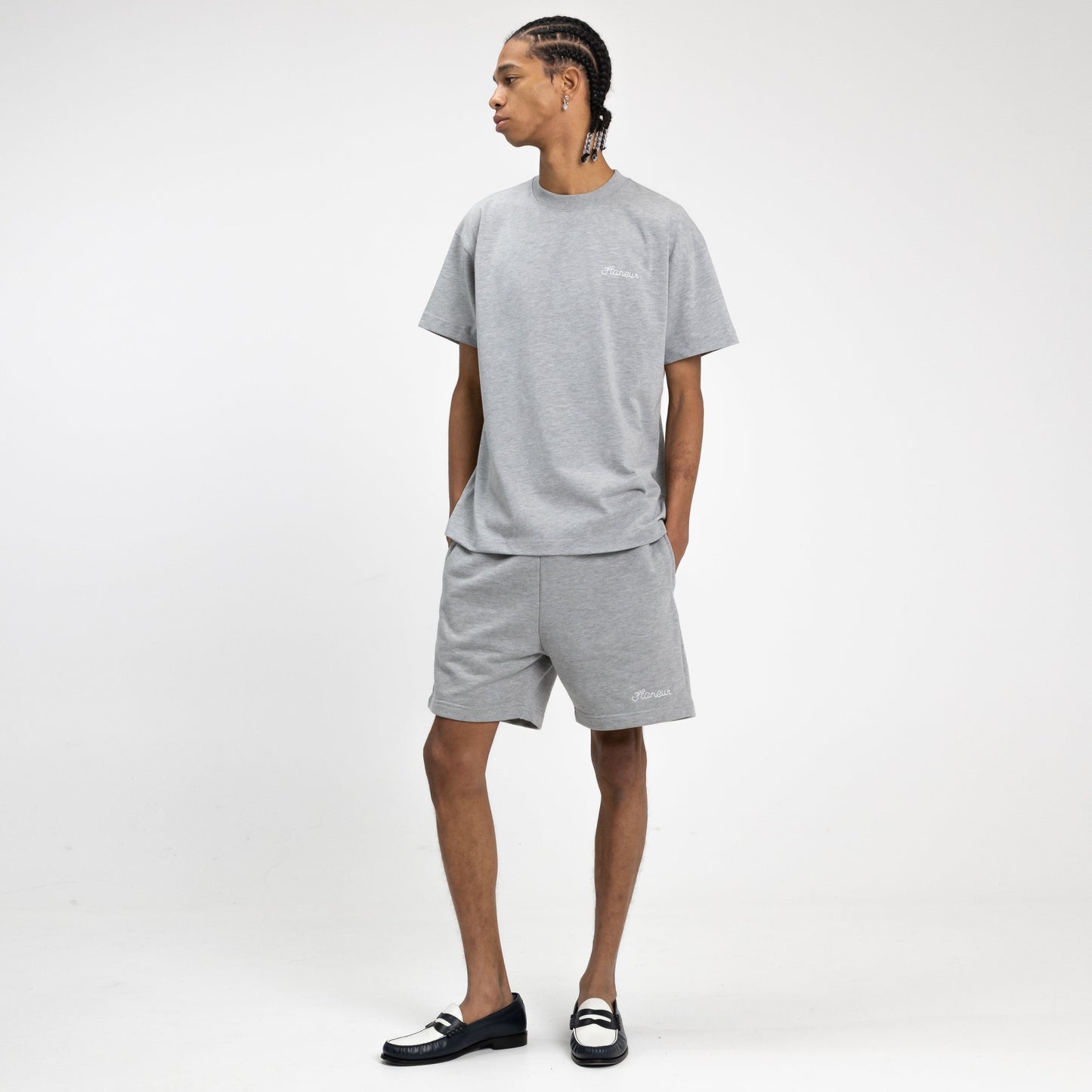 'Flaneur' Signature T-Shirt in Heather Grey