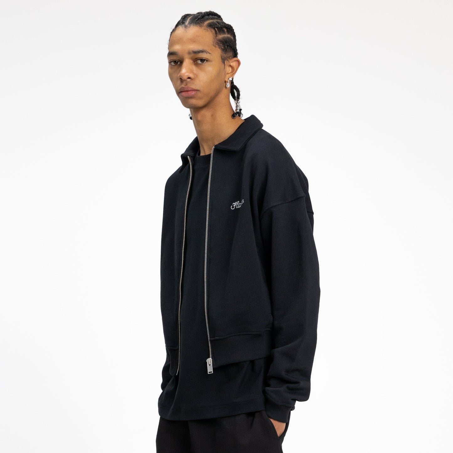'Flaneur' Signature Zip-Up in Black