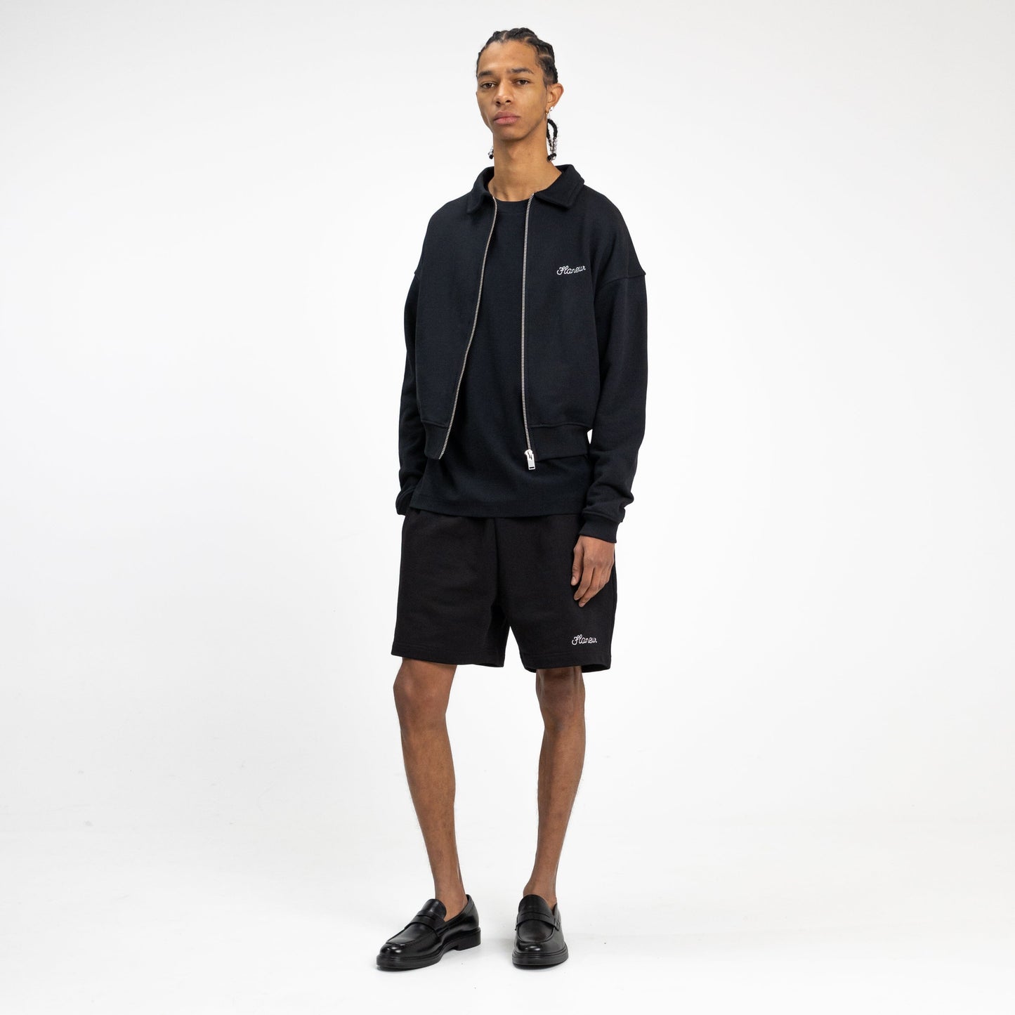 'Flaneur' Signature Zip-Up in Black