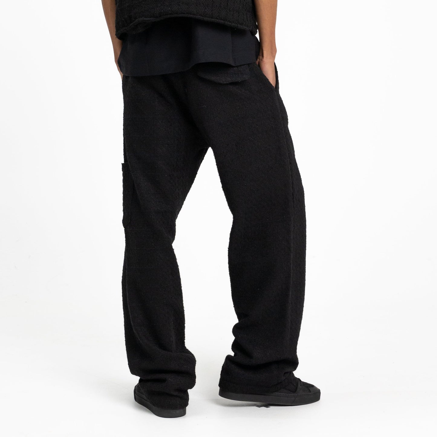Flared Pantalon in Black Tweed