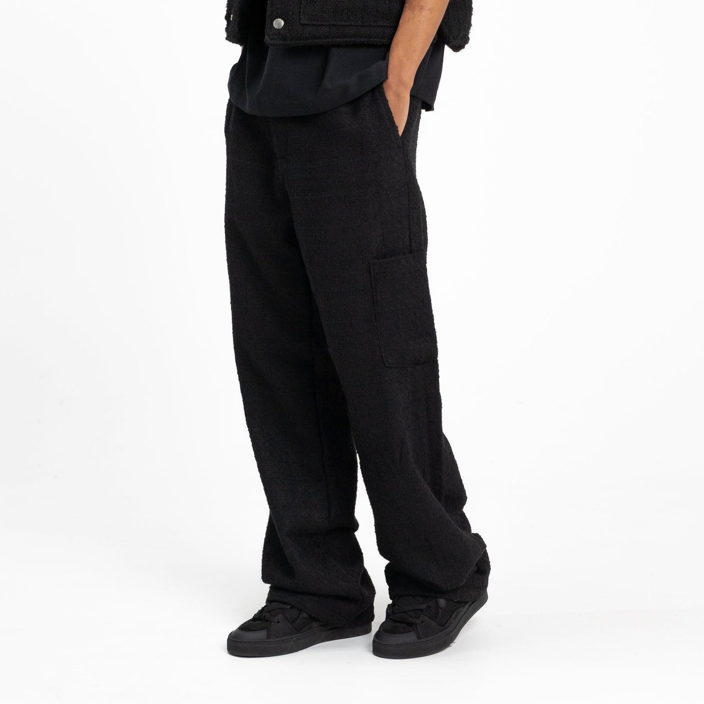 Flared Pantalon in Black Tweed