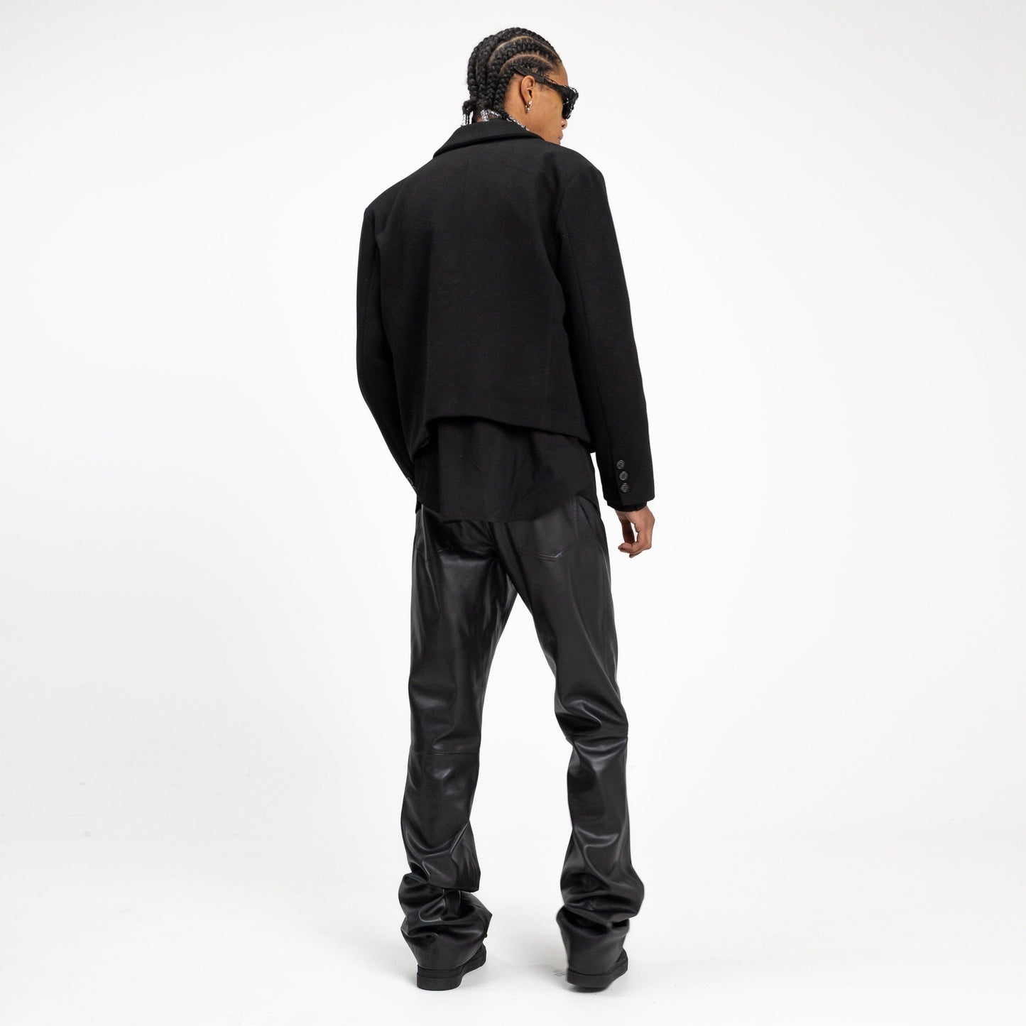 Flared Trousers in Black Vegan Leather