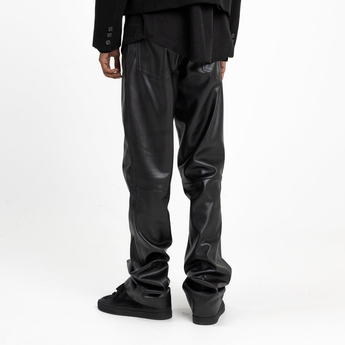 Flared Trousers in Black Vegan Leather