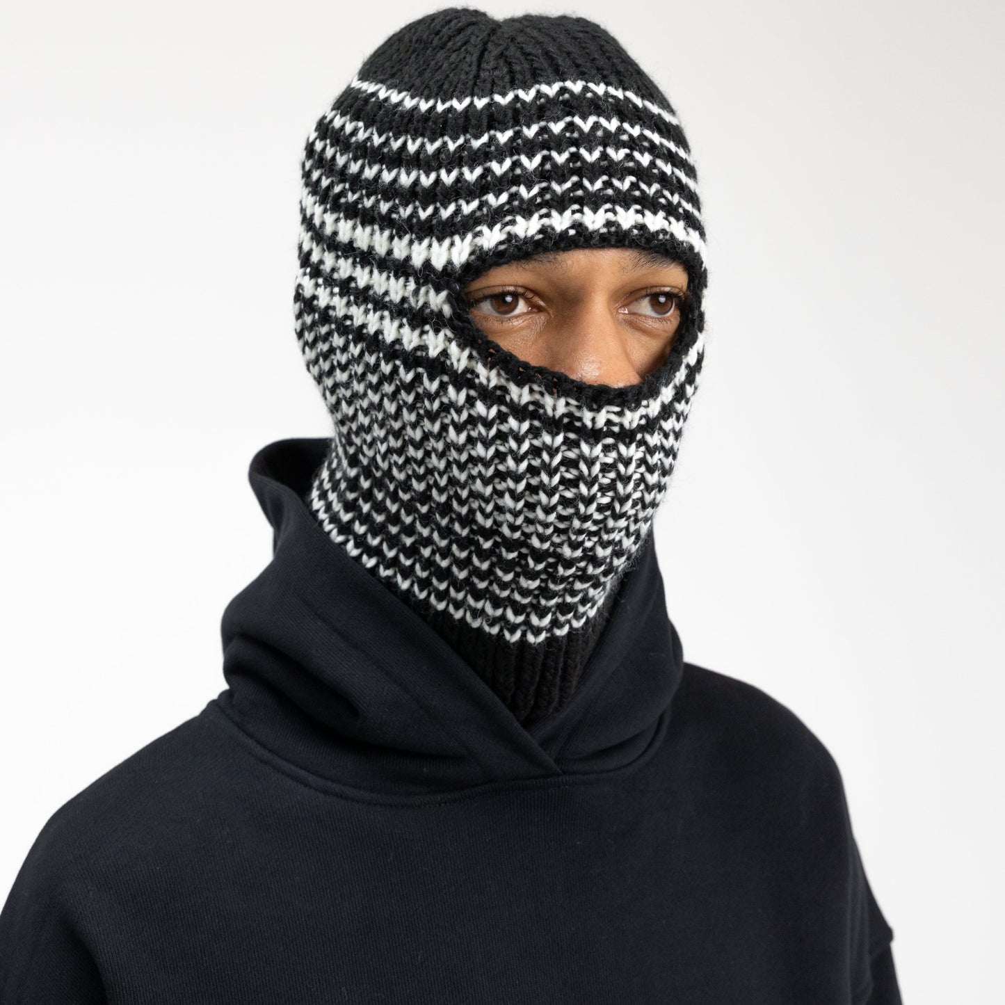 Handknitted Balaclava in B/W