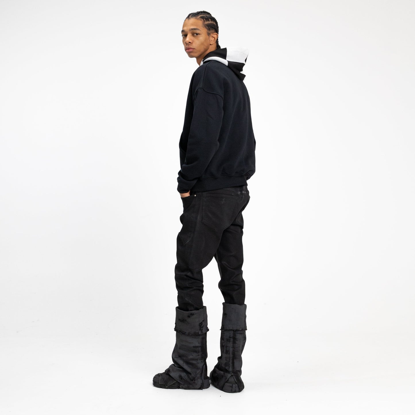 Knitted Hood hoodie in Black