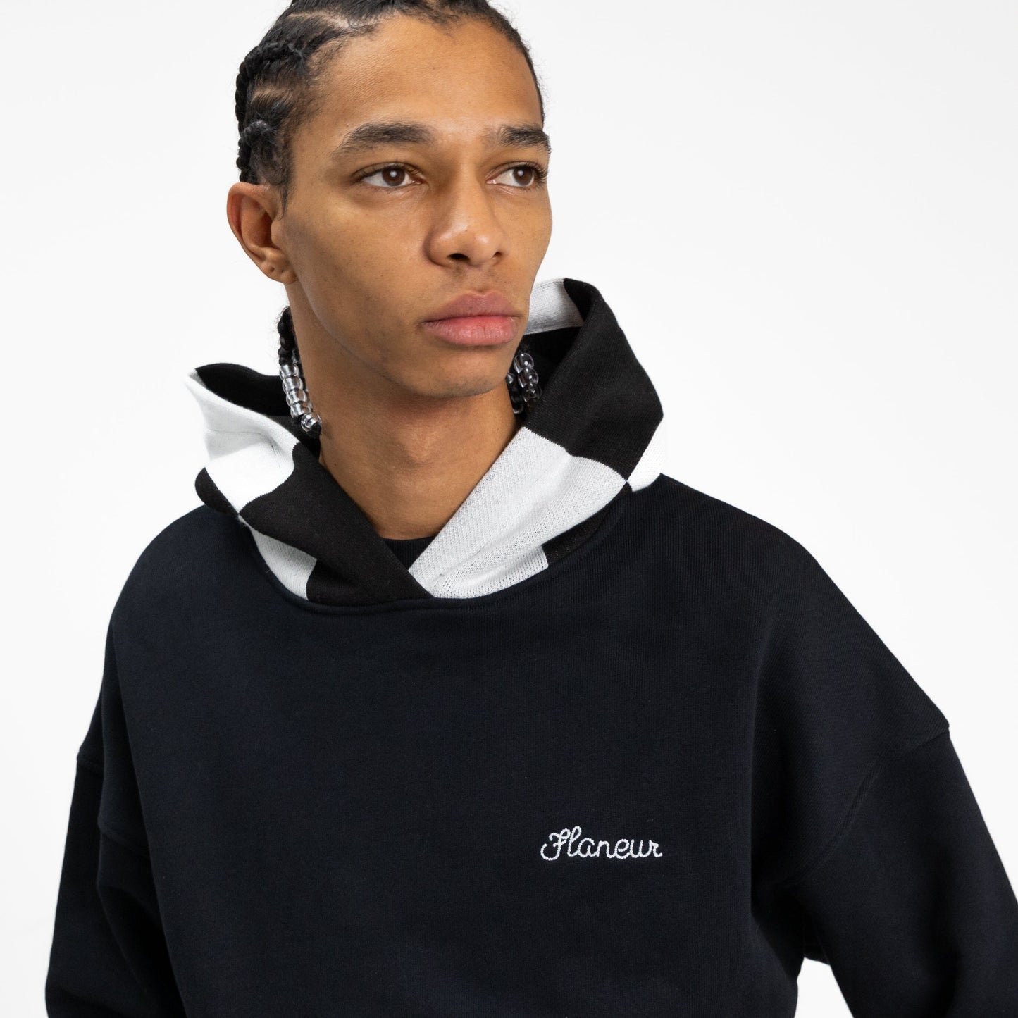 Knitted Hood hoodie in Black
