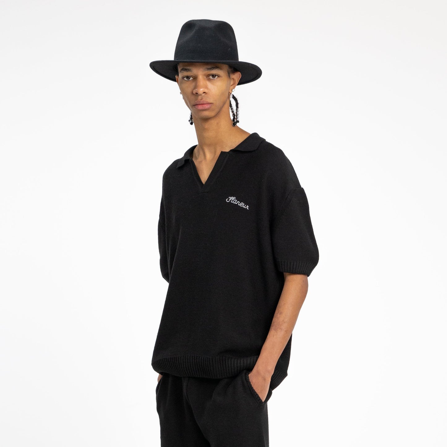 Knitted Polo in Black