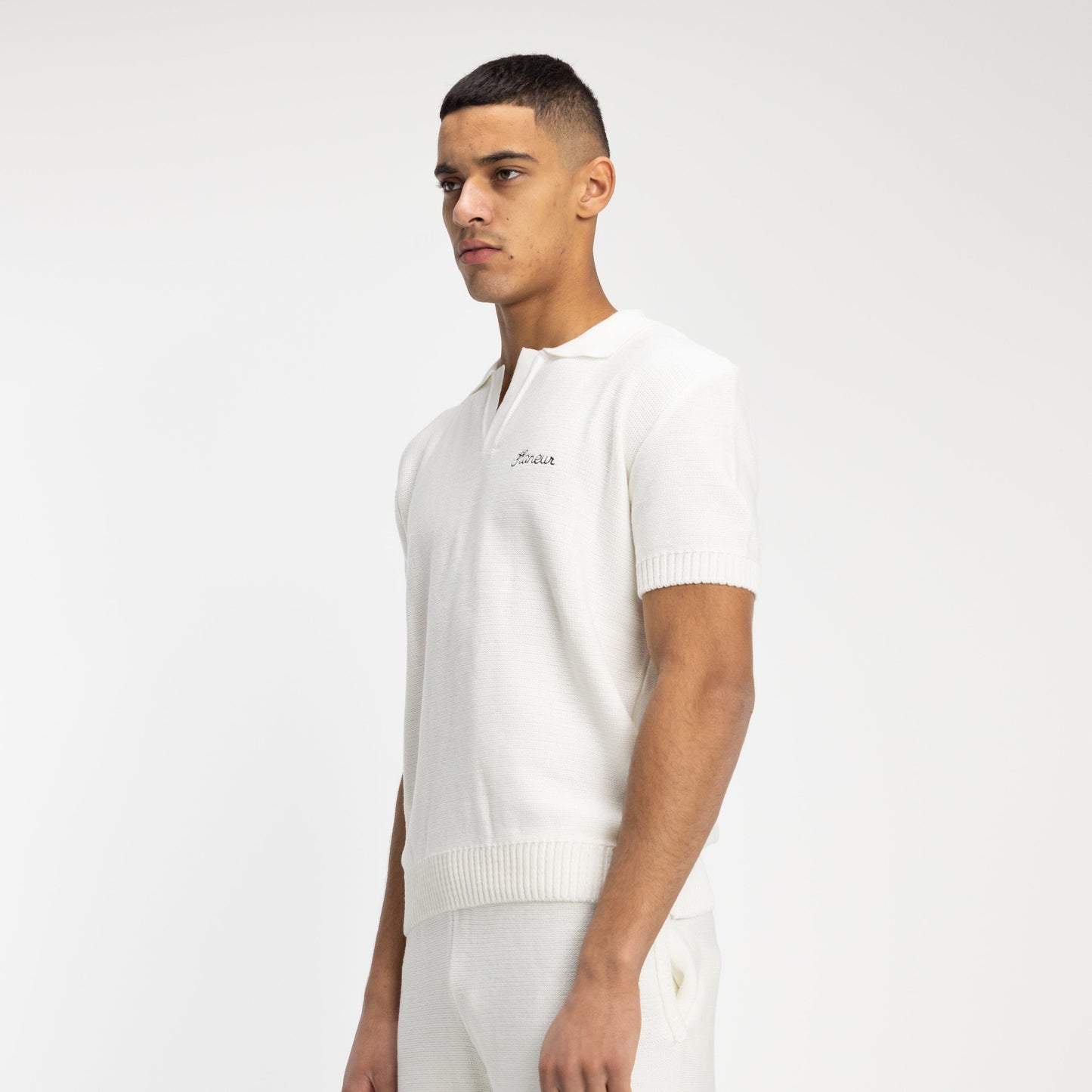 Knitted Polo in Creme